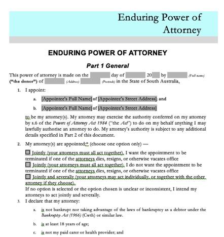 SA - Enduring Power of Attorney  DocDownload